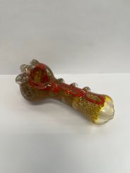 Tobacco Spoon Glass Smoking Pipe - Fading Yellow with Red Design