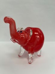 Tobacco Spoon Glass Smoking Pipe - Red Elephant