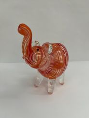 Tobacco Spoon Glass Smoking Pipe - Orange Elephant