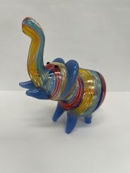 Tobacco Spoon Glass Smoking Pipe - Rainbow Colours Elephant
