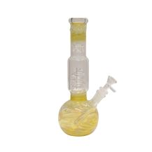 Yellow Silver Glass Water Pipe with Percolator 30cm