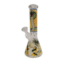 25cm Yellow Snake Print Glass Water Pipe
