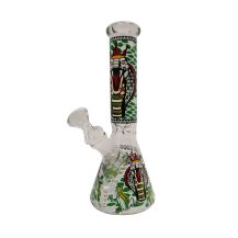 25cm Green Snake Print Glass Water Pipe