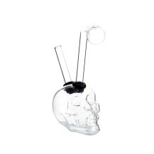 Glass Water Pipe 12cm, Skull Flat Base Design, Small Size