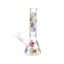 Glass Water Pipe 25cm,  Mix Color Mushroom Design, Large Size