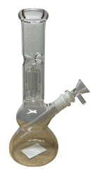 Glass Water Pipe 25cm, Clear Glass with Percolator Design, Large Size