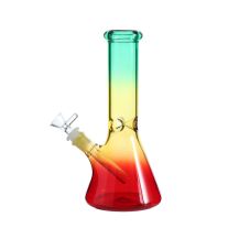 Glass Water Pipe 25cm, Red Base Yellow Green Design, Large Size