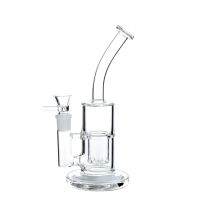 Glass Water Pipe 23cm, Clear Glass with Percolator Design, Large Size